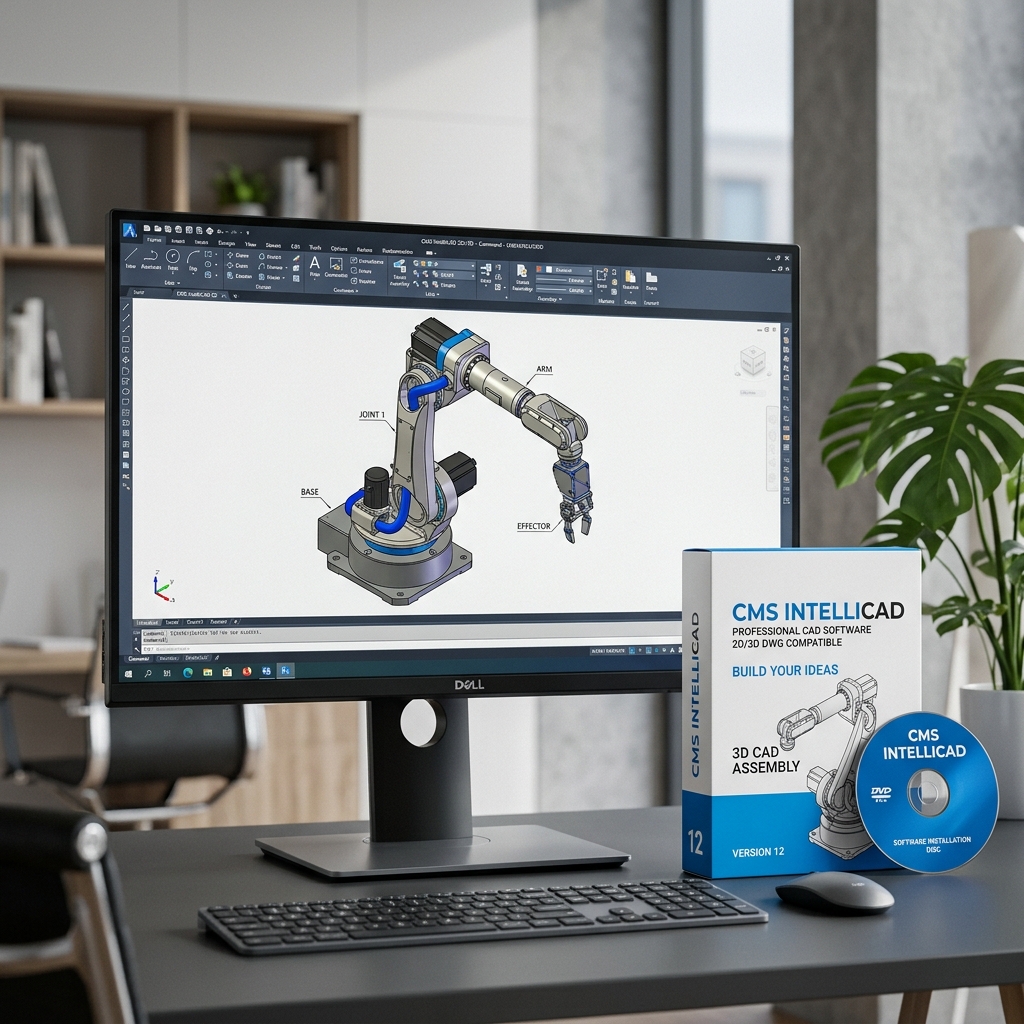 CMS IntelliCAD 64bit Product Box, Disc & 3D Monitor Display